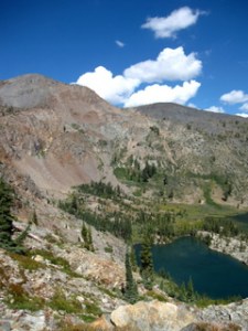 view of half moon lake and dicks peak from jacks peak